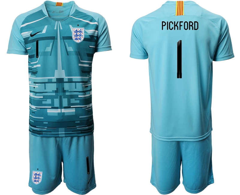 Men 2021 European Cup England blue goalkeeper #1 Soccer Jersey->england jersey->Soccer Country Jersey